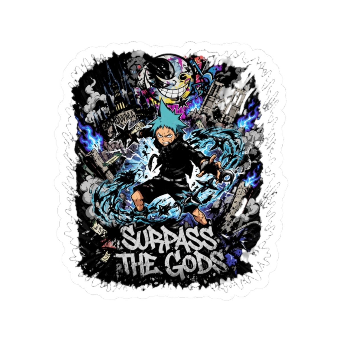 Explosive Black Star Art Sticker | Soul Eater - alternate angle 3, merchandise